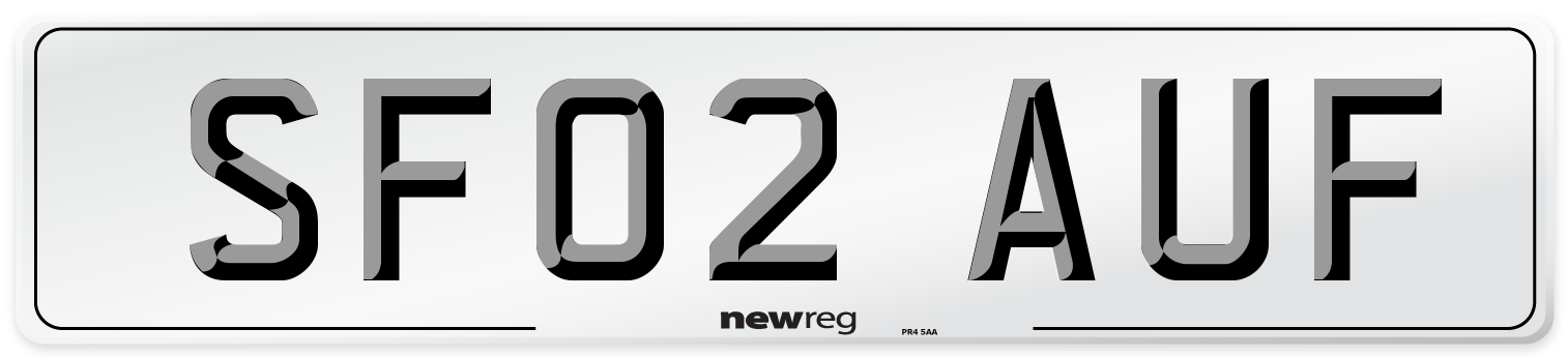 SF02 AUF Number Plate from New Reg